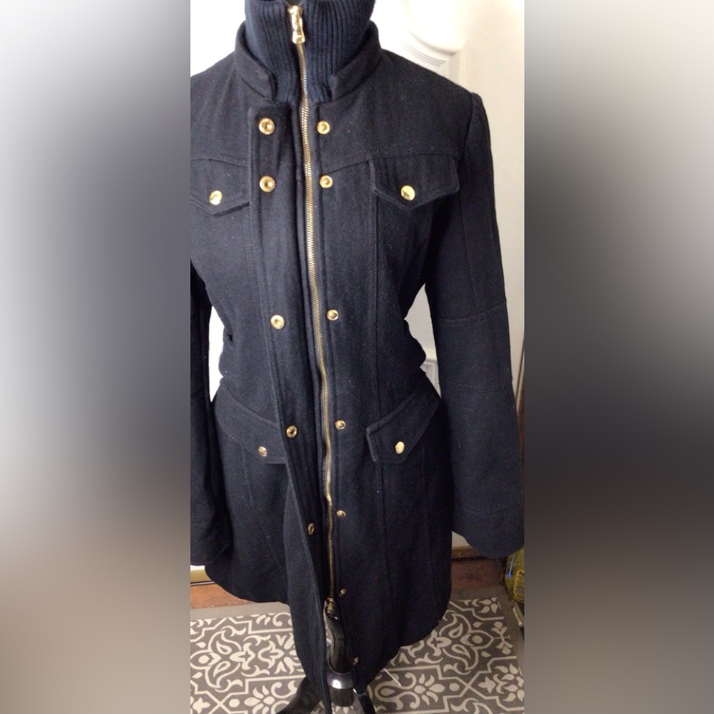 Guess Black Coat with Gold Accents Size M